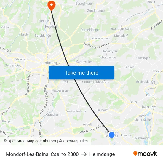 Mondorf-Les-Bains, Casino 2000 to Helmdange map