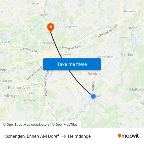 Schengen, Ennen AM Doref to Helmdange map