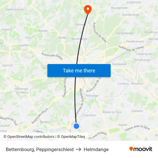 Bettembourg, Peppingerschleid to Helmdange map