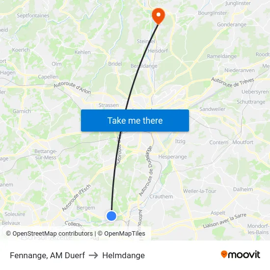 Fennange, AM Duerf to Helmdange map