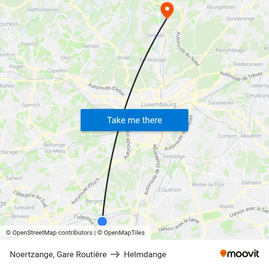 Noertzange, Gare Routière to Helmdange map
