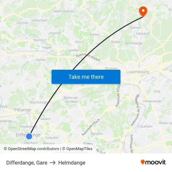 Differdange, Gare to Helmdange map