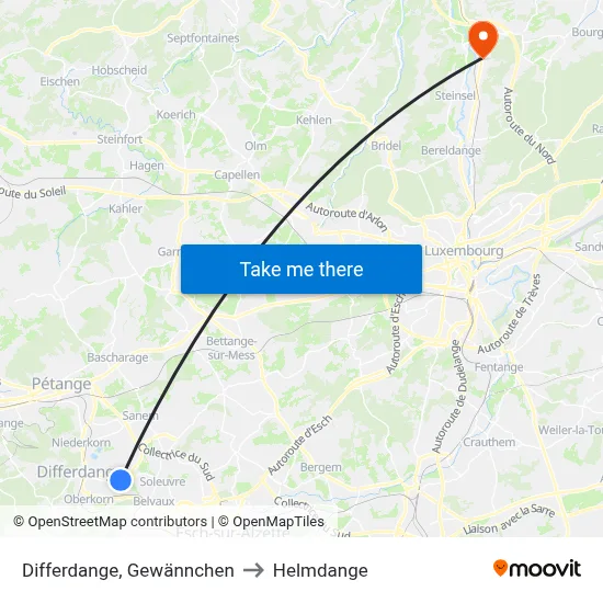 Differdange, Gewännchen to Helmdange map