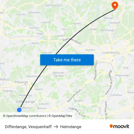 Differdange, Vesquenhaff to Helmdange map