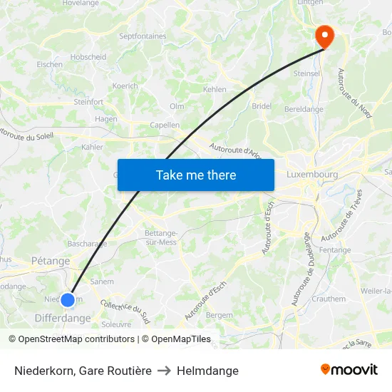 Niederkorn, Gare Routière to Helmdange map