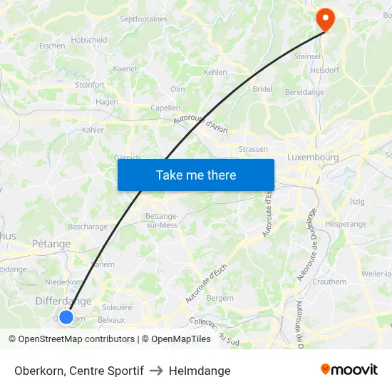 Oberkorn, Centre Sportif to Helmdange map