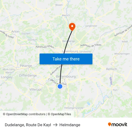 Dudelange, Route De Kayl to Helmdange map