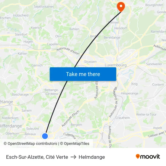 Esch-Sur-Alzette, Cité Verte to Helmdange map