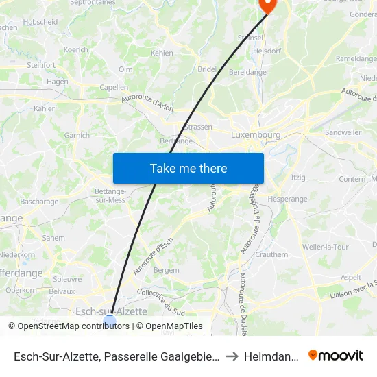 Esch-Sur-Alzette, Passerelle Gaalgebierg to Helmdange map