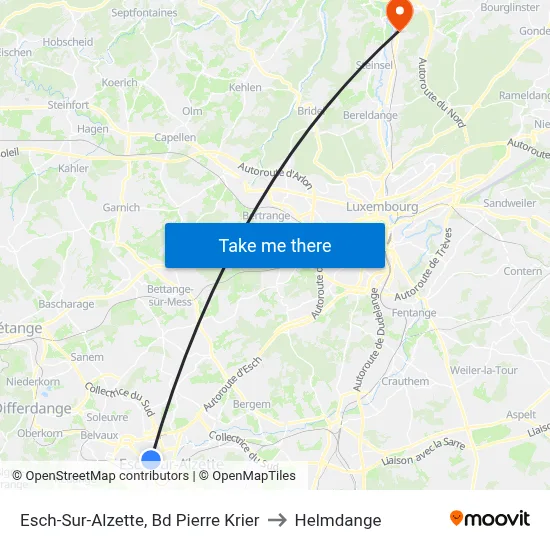 Esch-Sur-Alzette, Bd Pierre Krier to Helmdange map