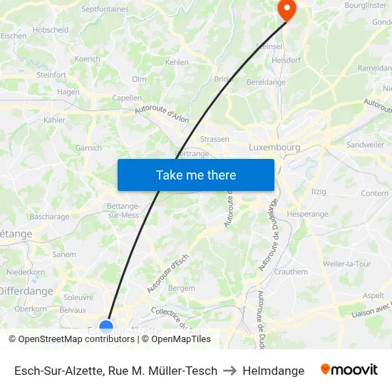 Esch-Sur-Alzette, Rue M. Müller-Tesch to Helmdange map