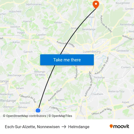 Esch-Sur-Alzette, Nonnewisen to Helmdange map