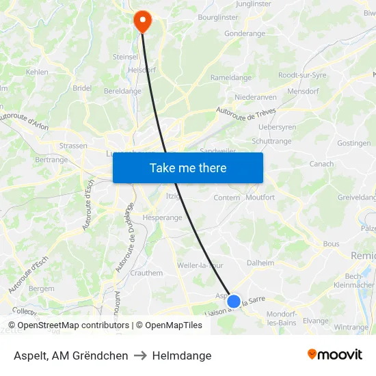 Aspelt, AM Grëndchen to Helmdange map