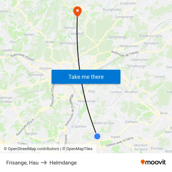 Frisange, Hau to Helmdange map