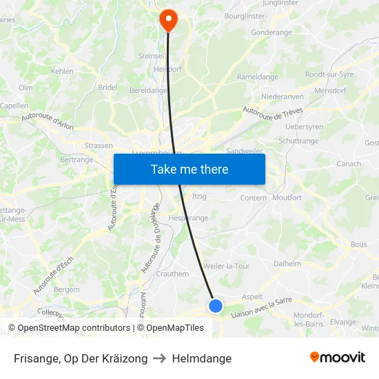 Frisange, Op Der Kräizong to Helmdange map
