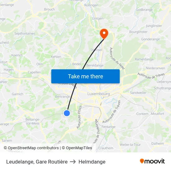 Leudelange, Gare Routière to Helmdange map