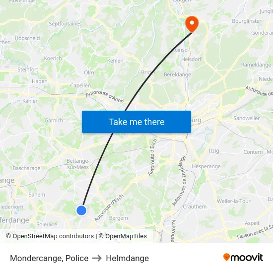 Mondercange, Police to Helmdange map