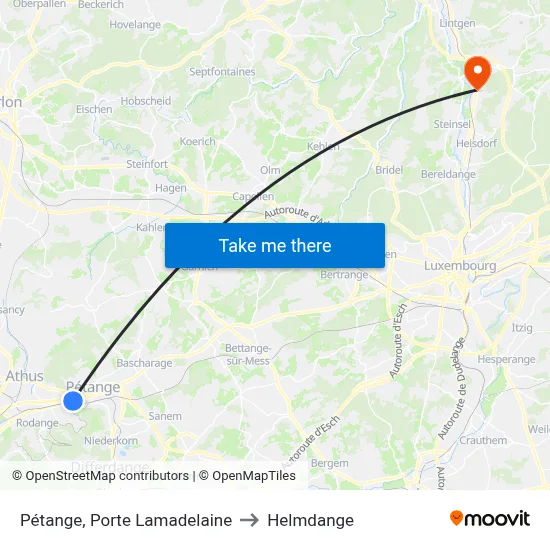 Pétange, Porte Lamadelaine to Helmdange map