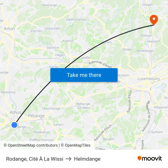 Rodange, Cité À La Wissi to Helmdange map