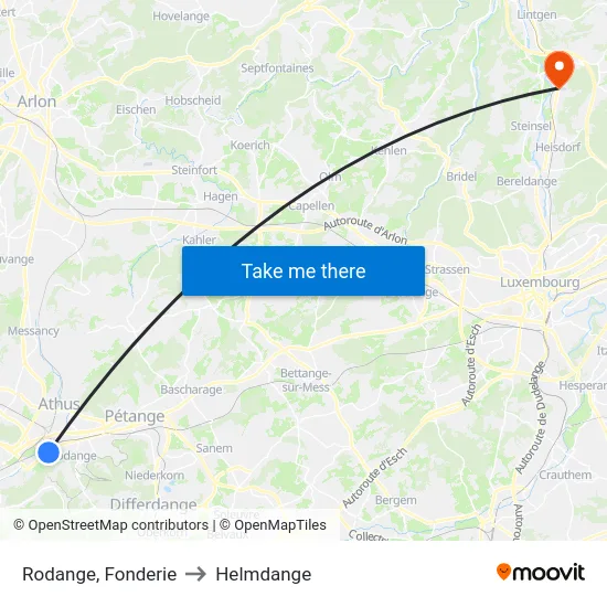 Rodange, Fonderie to Helmdange map