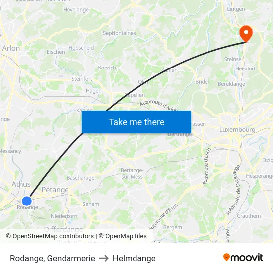 Rodange, Gendarmerie to Helmdange map