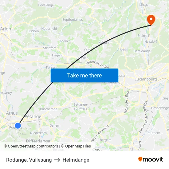Rodange, Vullesang to Helmdange map
