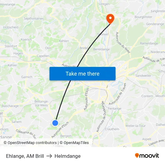 Ehlange, AM Brill to Helmdange map