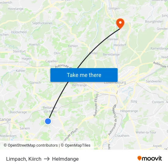 Limpach, Kiirch to Helmdange map