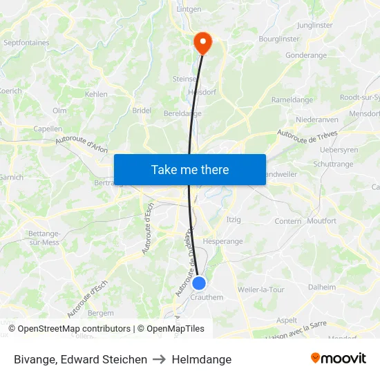 Bivange, Edward Steichen to Helmdange map