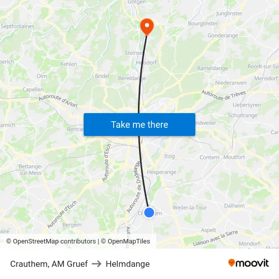 Crauthem, AM Gruef to Helmdange map