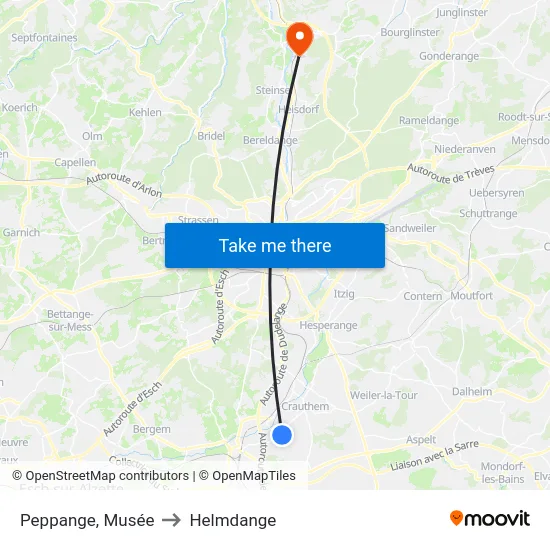Peppange, Musée to Helmdange map