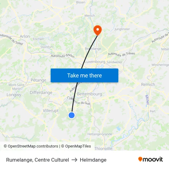 Rumelange, Centre Culturel to Helmdange map