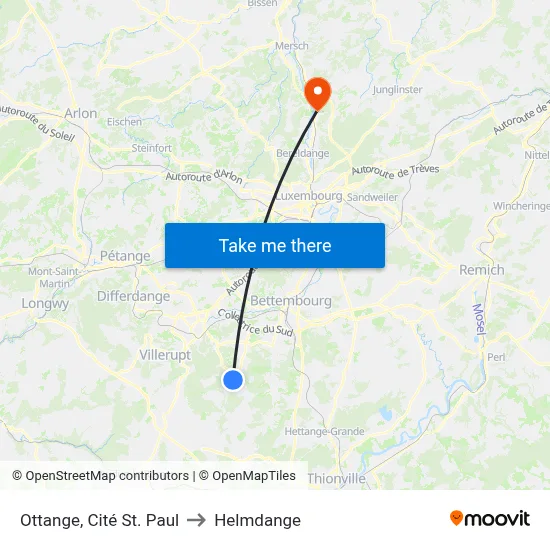 Ottange, Cité St. Paul to Helmdange map