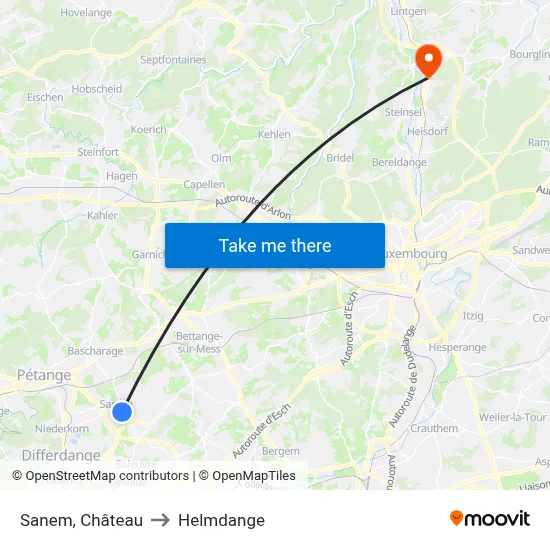 Sanem, Château to Helmdange map