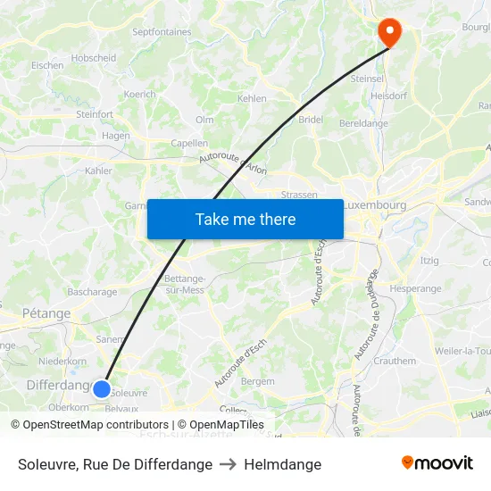 Soleuvre, Rue De Differdange to Helmdange map