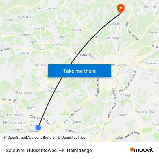 Soleuvre, Huuschtewee to Helmdange map