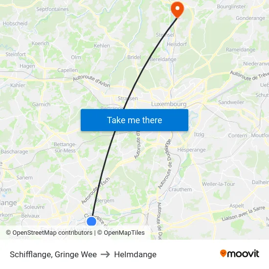 Schifflange, Gringe Wee to Helmdange map