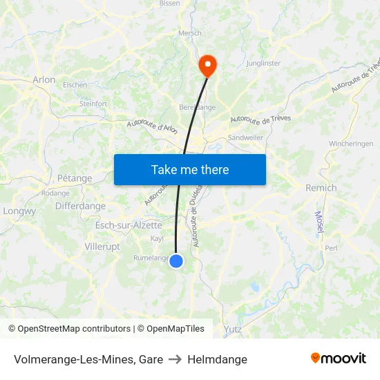 Volmerange-Les-Mines, Gare to Helmdange map