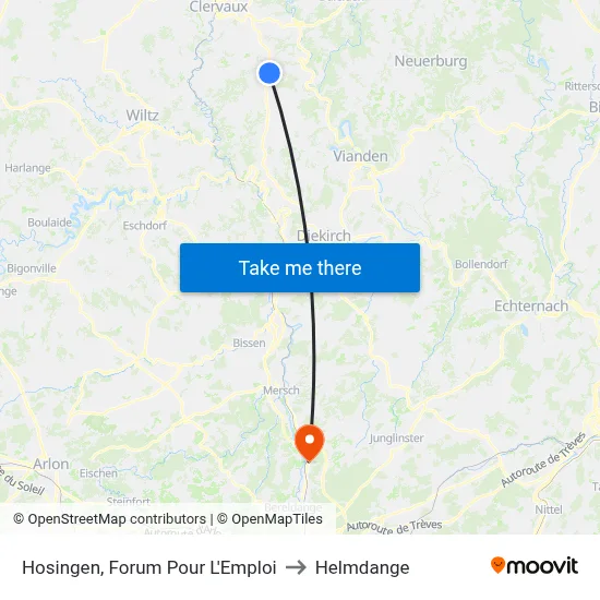 Hosingen, Forum Pour L'Emploi to Helmdange map