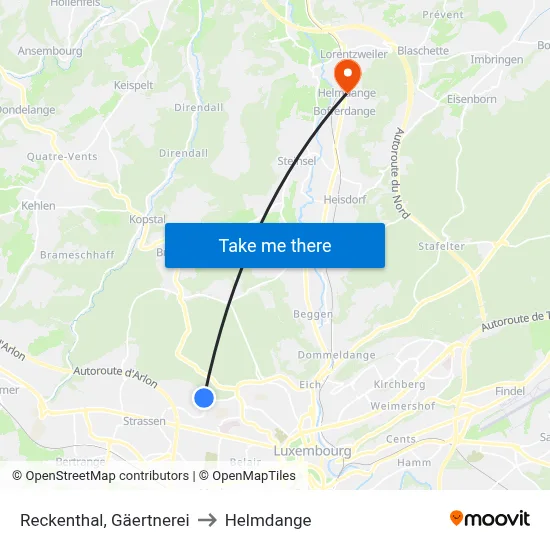 Reckenthal, Gäertnerei to Helmdange map