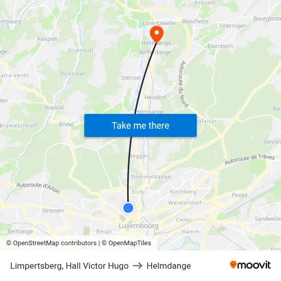 Limpertsberg, Hall Victor Hugo to Helmdange map