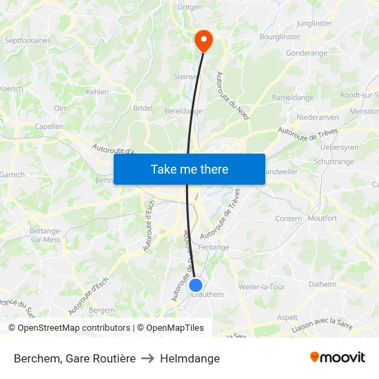 Berchem, Gare Routière to Helmdange map