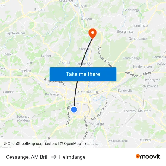 Cessange, AM Brill to Helmdange map