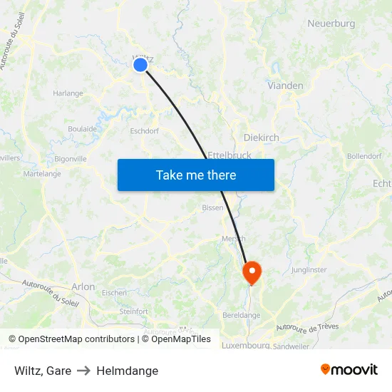 Wiltz, Gare to Helmdange map