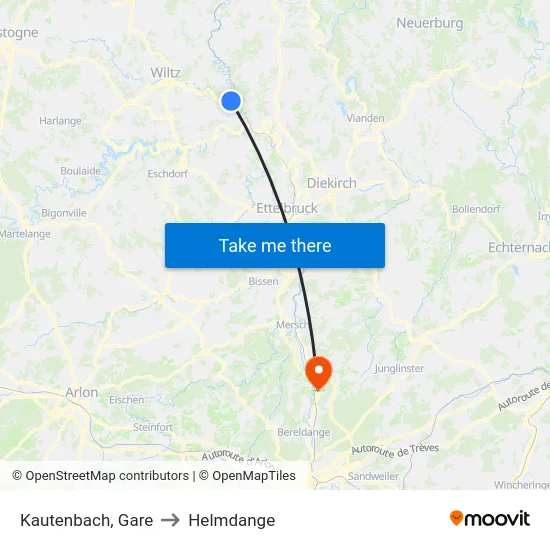 Kautenbach, Gare to Helmdange map