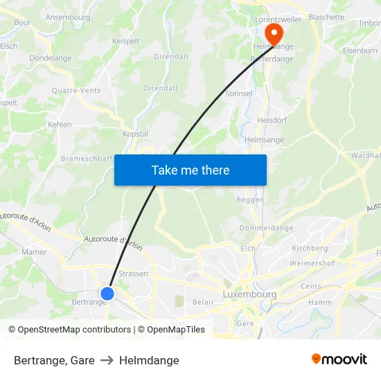 Bertrange, Gare to Helmdange map