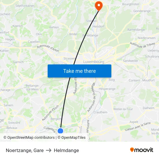 Noertzange, Gare to Helmdange map