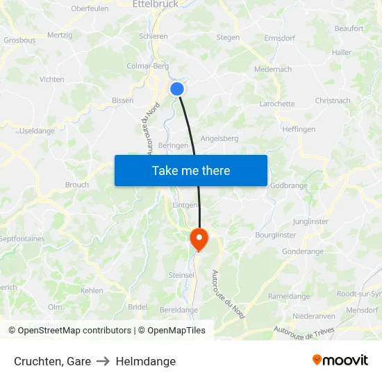 Cruchten, Gare to Helmdange map