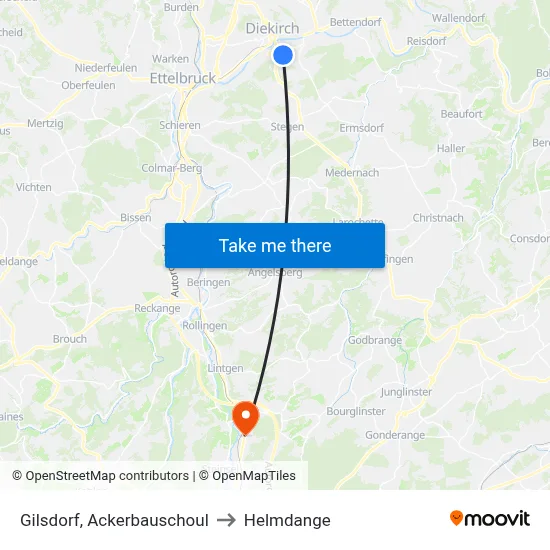 Gilsdorf, Ackerbauschoul to Helmdange map