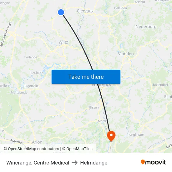 Wincrange, Centre Médical to Helmdange map